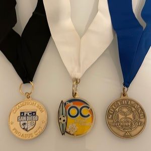 Set of 3 California Soccer Tournament Medals OC Pegasus Cup Southland